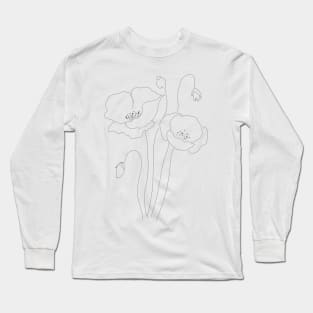 poppies line drawing 2 Long Sleeve T-Shirt